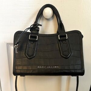 Marc Jacobs Black Croc-Embossed Leather Crossbody Bag